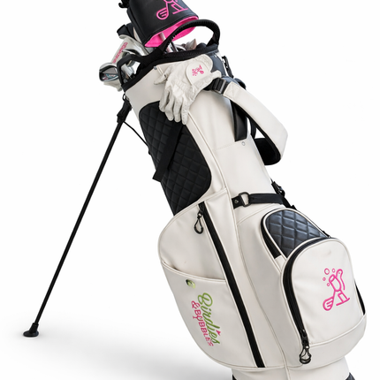 Champagne Caddie Golf Bags Black with purple background
