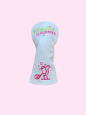Women’s Stylish Birdies & Bubbles Golf Headcovers white with pink background 