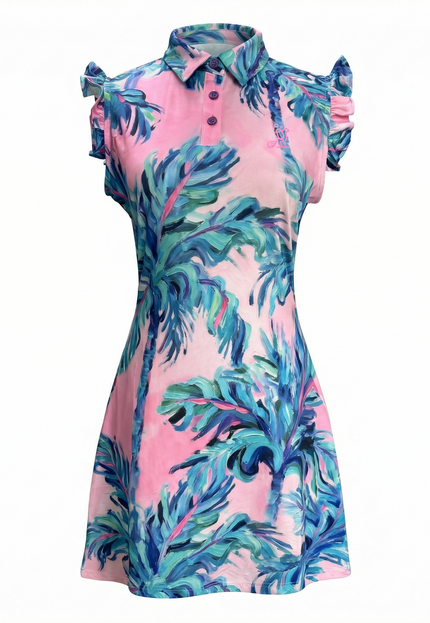 Playmaker Palm Women's Tropical Golf Dress | Sleeveless Performance Golf Dress