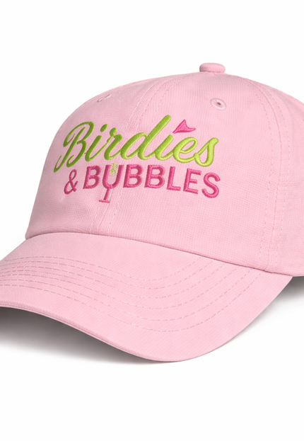 Birdies & Bubbles Bubbly Birdie Women’s Golf Cap – Adjustable Performance Golf Hat Pink