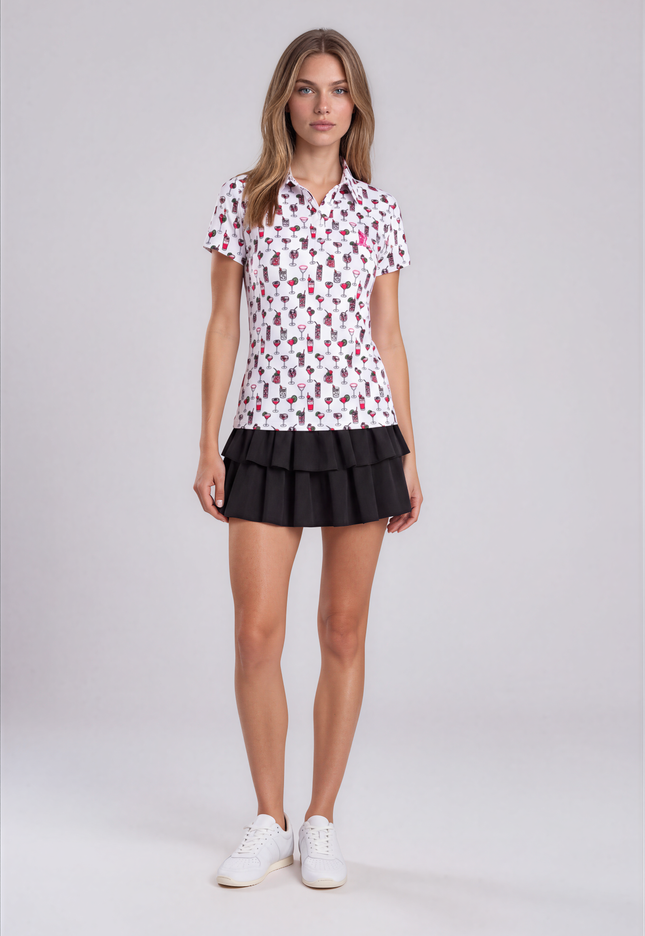 The Par-Tee Pour Polo | Women’s Cocktail Print Golf Polo Shirt