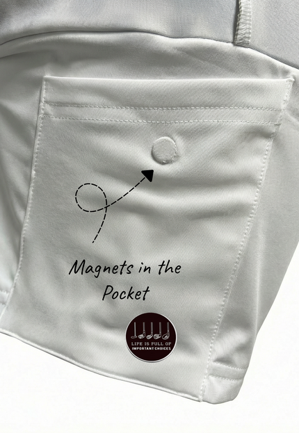 White pocket with text 'Magnets in the Pocket' and a logo on a white background