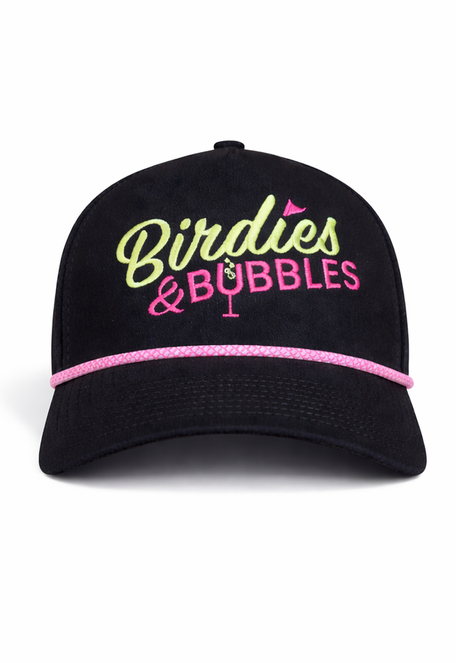 Birdies & Bubbles Women's Golf Hats | Stylish Women's Golf Hat Black