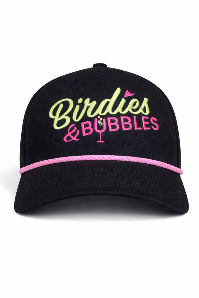 Birdies & Bubbles Women's Golf Hats | Stylish Women's Golf Hat Black