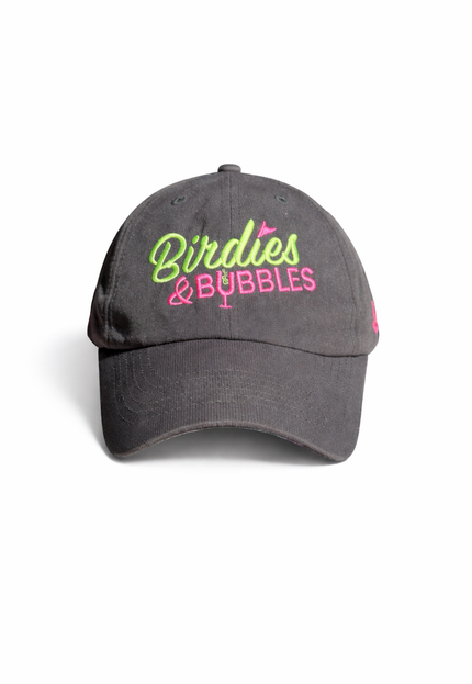 Birdies & Bubbles Bubbly Birdie Women’s Golf Cap – Adjustable Performance Golf Hat Black