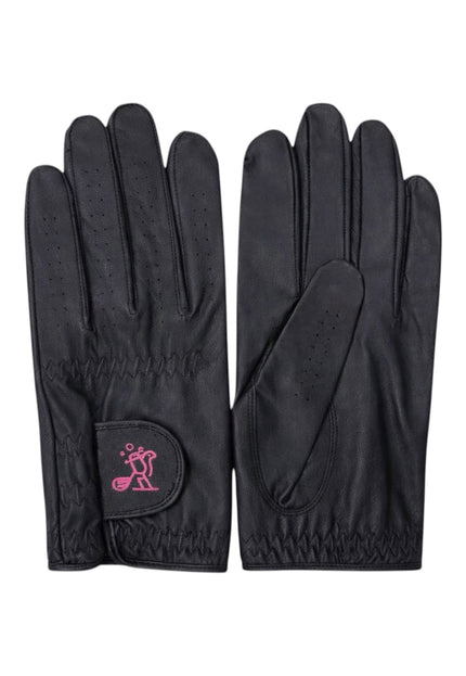 Grip & Sip Women's Premium Leather Golf Gloves Black | Birdies & Bubbles