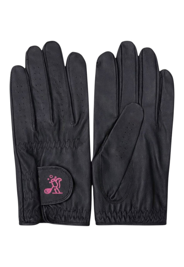 Grip & Sip Women's Premium Leather Golf Gloves Black | Birdies & Bubbles