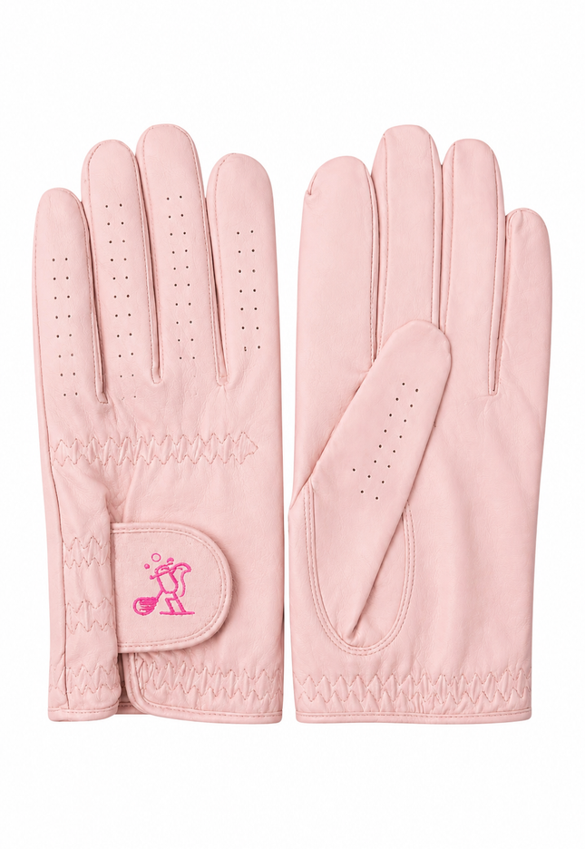 Grip & Sip Women's Premium Leather Golf Gloves Pink | Birdies & Bubbles