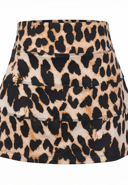 Birdies & Bubbles leopard golf skirt front view