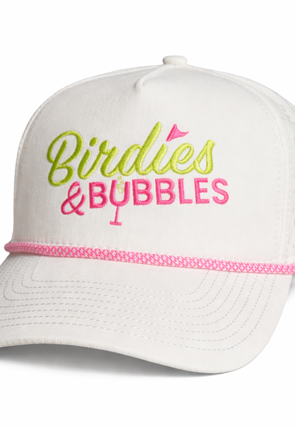 Birdies & Bubbles Women's Golf Hats | Stylish Women's Golf Hat White