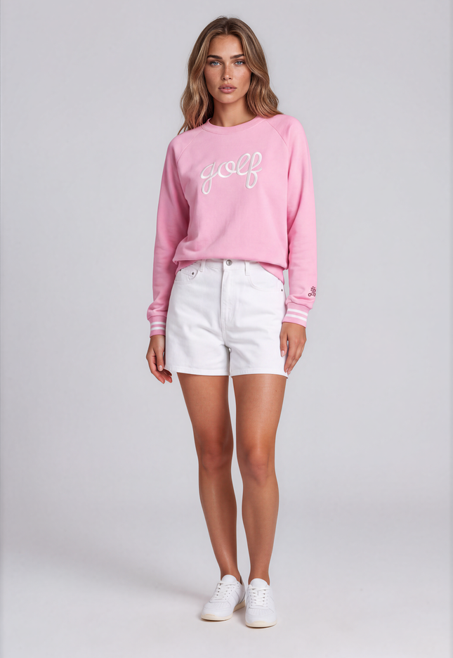 Golf, But Make It Cute Crewneck | Women’s Golf Sweatshirt Pink | Birdies & Bubbles