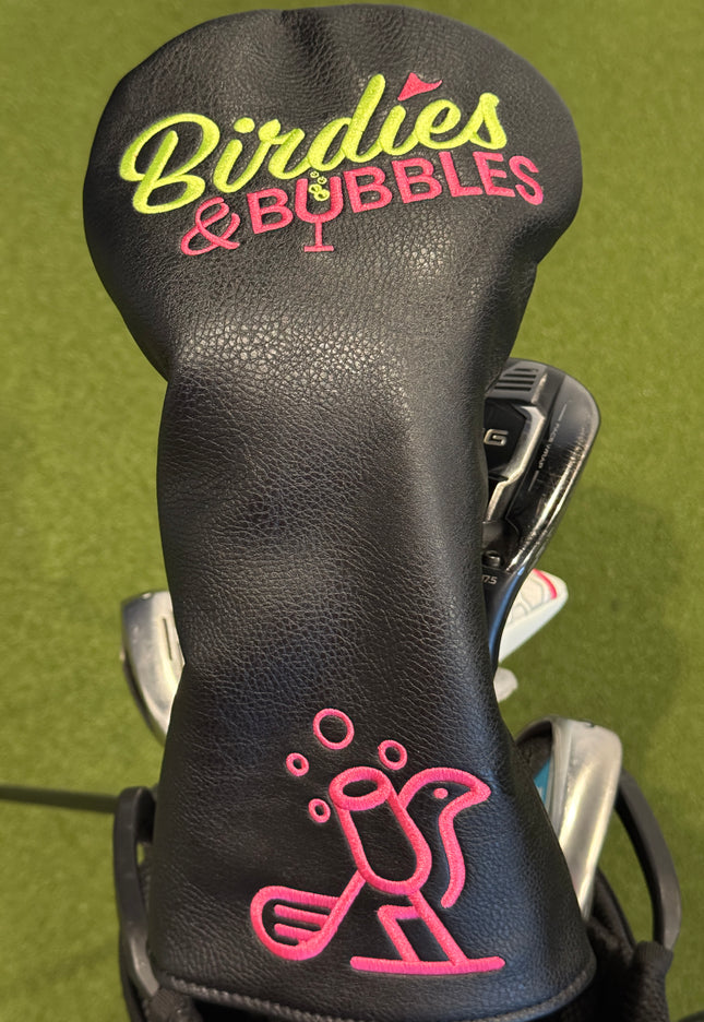 Bubbly Bombshell Women's Golf Driver Headcover Black | Birdies & Bubbles