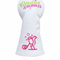 White golf head cover with 'Birdies & Bubbles' text and design on a white background