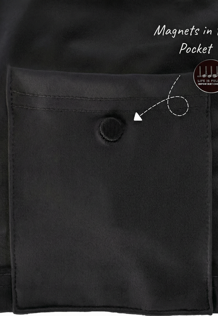 Black pocket with magnets indicated on a dark background