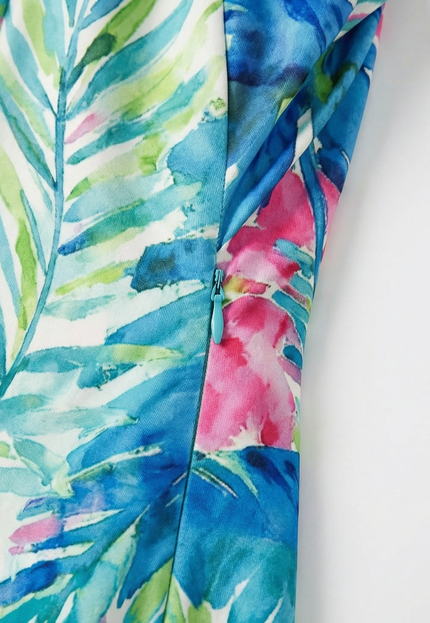 Women's tropical palm print sleeveless golf dress