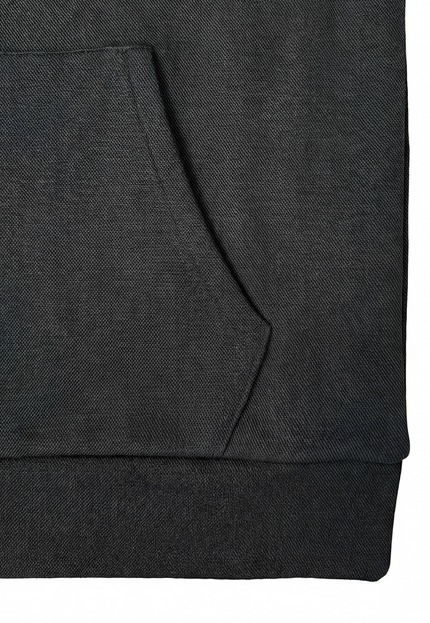 Close-up of a black fabric texture and pocket